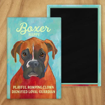 Behold our classic Boxer magnet, meticulously reproduced from an original oil painting by the renowned artist Ursula Dodge. This exquisite 2