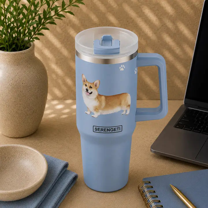 Welsh Corgi 40 oz Tumbler with Handle and Straw Lid