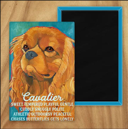 Behold our classic Cavalier magnet, meticulously reproduced from an original oil painting by the renowned artist Ursula Dodge. This exquisite 2