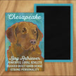 Behold our classic Chesapeake Bay Retriever magnet, meticulously reproduced from an original oil painting by the renowned artist Ursula Dodge. This exquisite 2