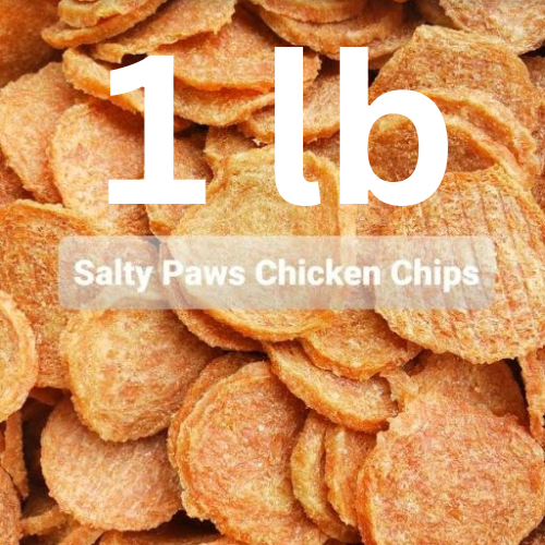 Salty Paws&nbsp;Chips&nbsp;are 100% USDA Chicken Breast. We use only the best hormone and GMO-free chicken available. We dehydrate them for hours to create a completely healthy, non-fattening treat. Many of our customers say their furry friends just can't get enough of these addictive lil' nuggets!