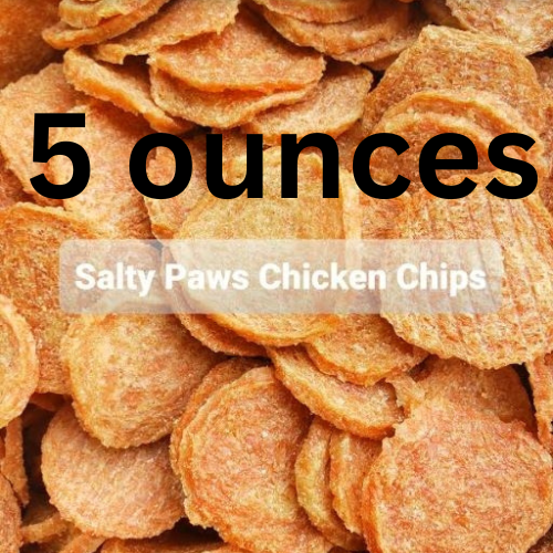 Salty Paws&nbsp;Chips&nbsp;are 100% USDA Chicken Breast. We use only the best hormone and GMO-free chicken available. We dehydrate them for hours to create a completely healthy, non-fattening treat. Many of our customers say their furry friends just can't get enough of these addictive lil' nuggets!