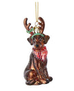 Chocolate Labrador Retriever with Antlers Noble Gems™ Glass Ornament