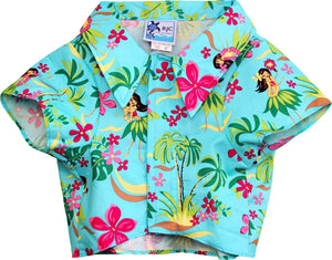 Teal Dog/Hat Hawaiian Aloha Shirt