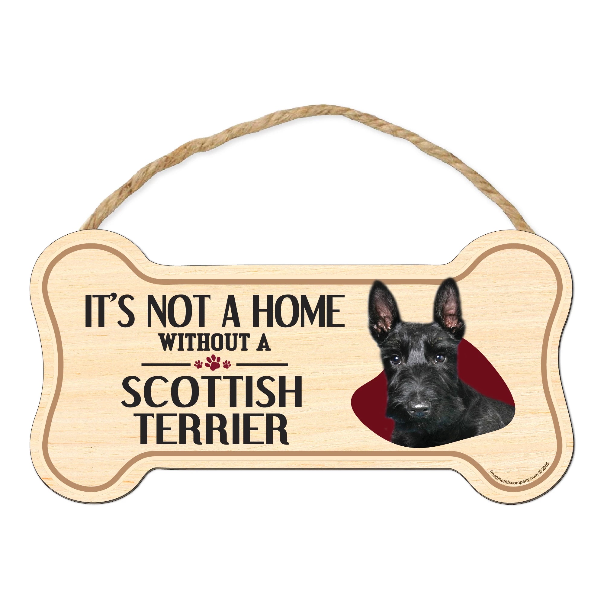 Scottish Terrier Wooden Bone Sign