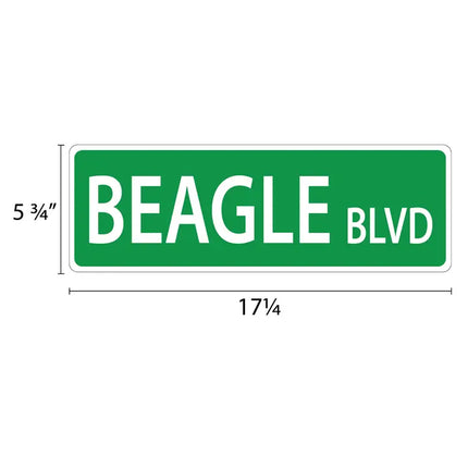 Made in the USA from a durable plastic. Featuring vivid green and white coloring. These street signs are a great addition to any wall, mailbox, dog house, and more! A perfect gift for yourself or for those pet lovers in your life. From Afghan to Wheaten Terrier. Measuring 5.75 by 17.25 inches. 