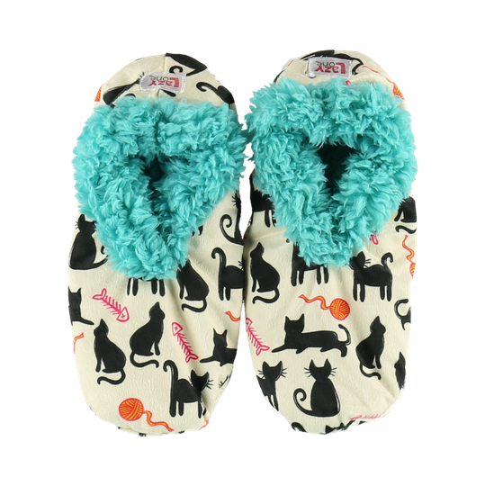 Cat Nap Blue Fuzzy Slippers