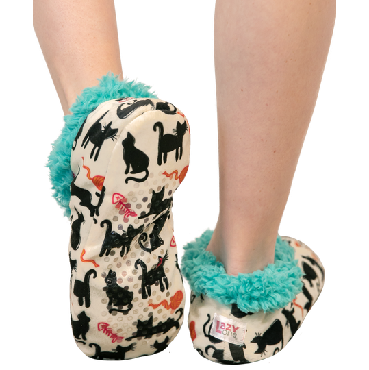 Cat Nap Blue Fuzzy Slippers
