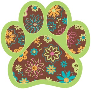 Floral Brown and Green Paw Car Trunk Magnet
