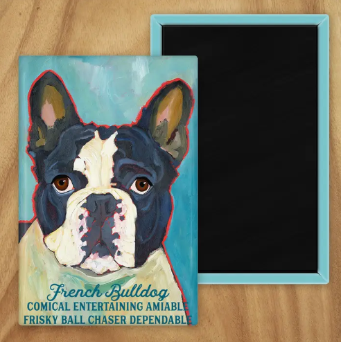 Behold our classic Frenchie, meticulously reproduced from an original oil painting by the renowned artist Ursula Dodge. This exquisite 2