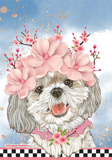 Shih Tzu With Flowers Garden Flag