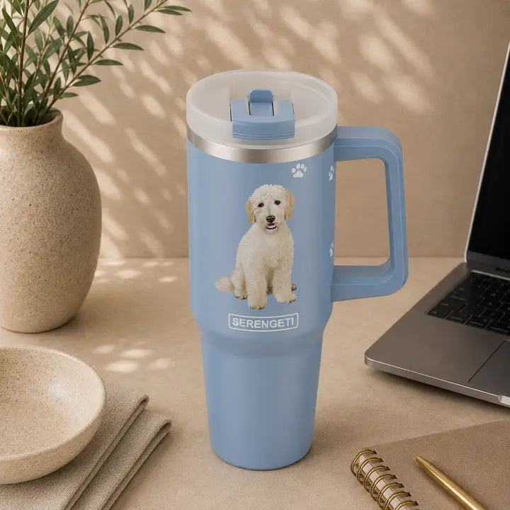 Goldendoodle 40 oz Tumbler with Handle and Straw Lid