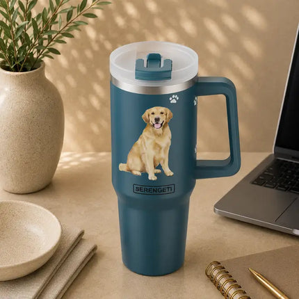 Golden Retriever 40 oz Tumbler with Handle and Straw Lid