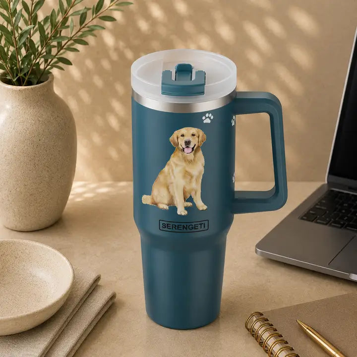 Golden Retriever 40 oz Tumbler with Handle and Straw Lid