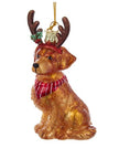 Golden Retriever with Antlers Noble Gems™ Glass Ornament