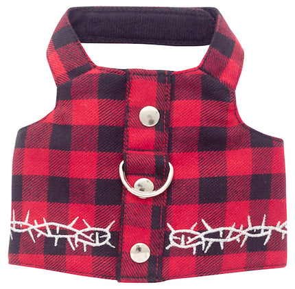 Dog or Cat Red Buffalo Plaid Biker Vest