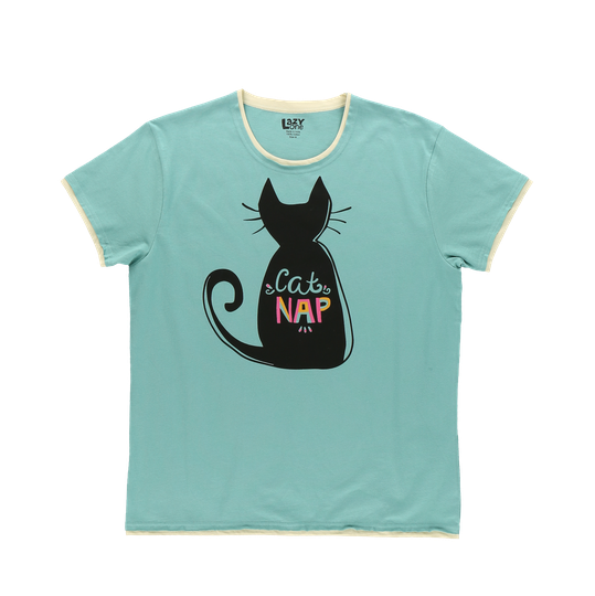 Womens Pajama Shirt - Cat Nap