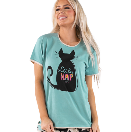 Womens Pajama Shirt - Cat Nap