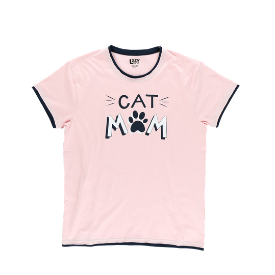 PJ Tee Cat Mom Womens Pajama Shirt