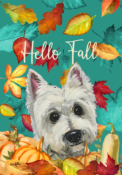 Westie (Hello Fall) Large Flag