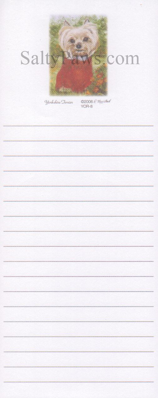 Yorkie (White) List Note Pad