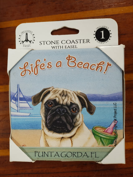 Pug Life's a Beach Absorbent Coaster