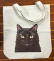 Black Cat - Longhair Cat Shopping Bag, Cat Tote Bag