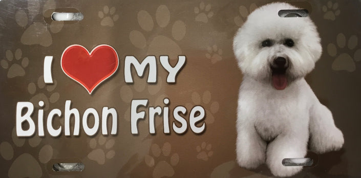 Bichon Frise License Plate - I Love My