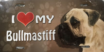 Bullmastiff License Plate - I Love My