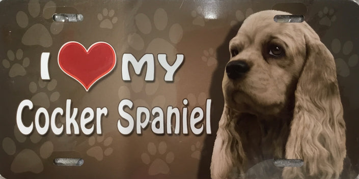 Cocker Spaniel License Plate - I Love My