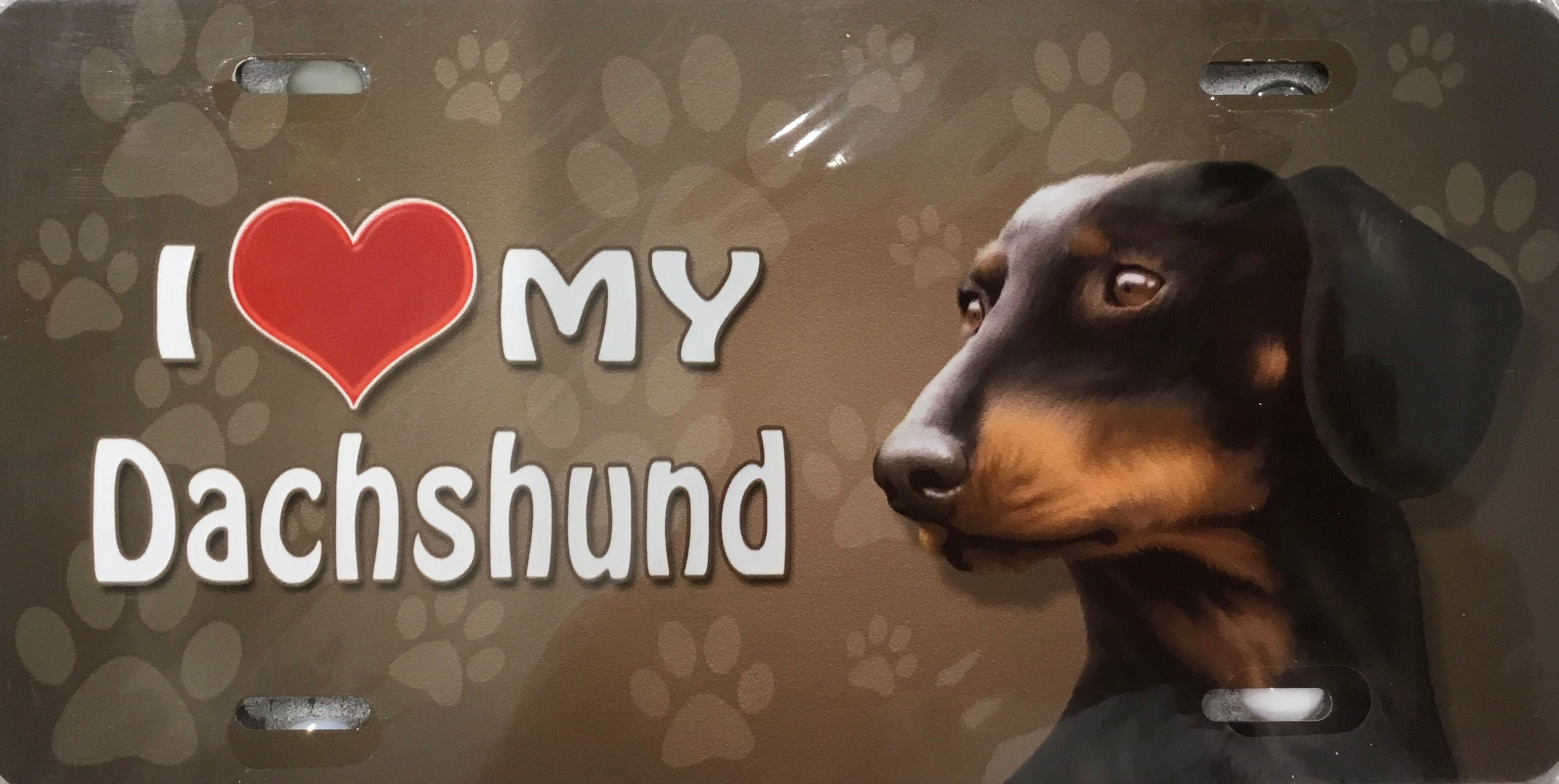 Dachshund, Black & Tan License Plate - I Love My