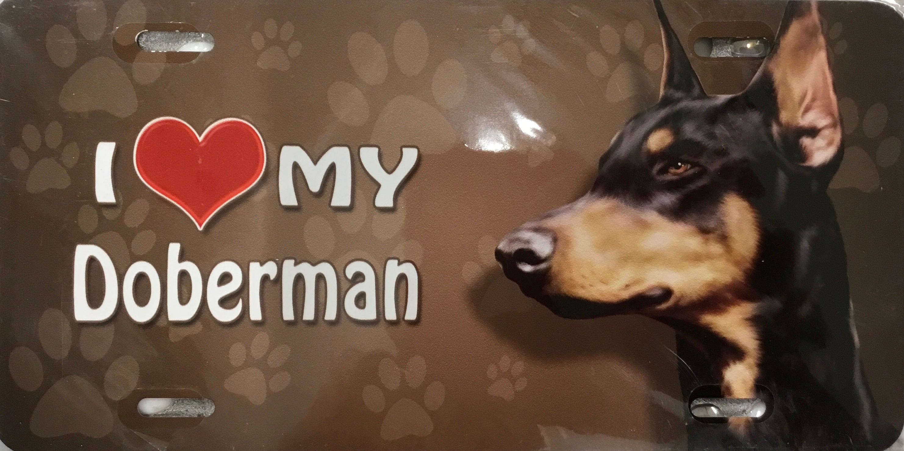 Doberman License Plate - I Love My