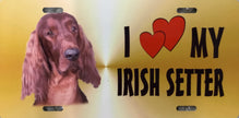 Irish Setter License Plate - I Love My