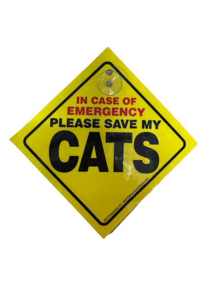 In Case of Emergency Please Save My Cats Car Sign