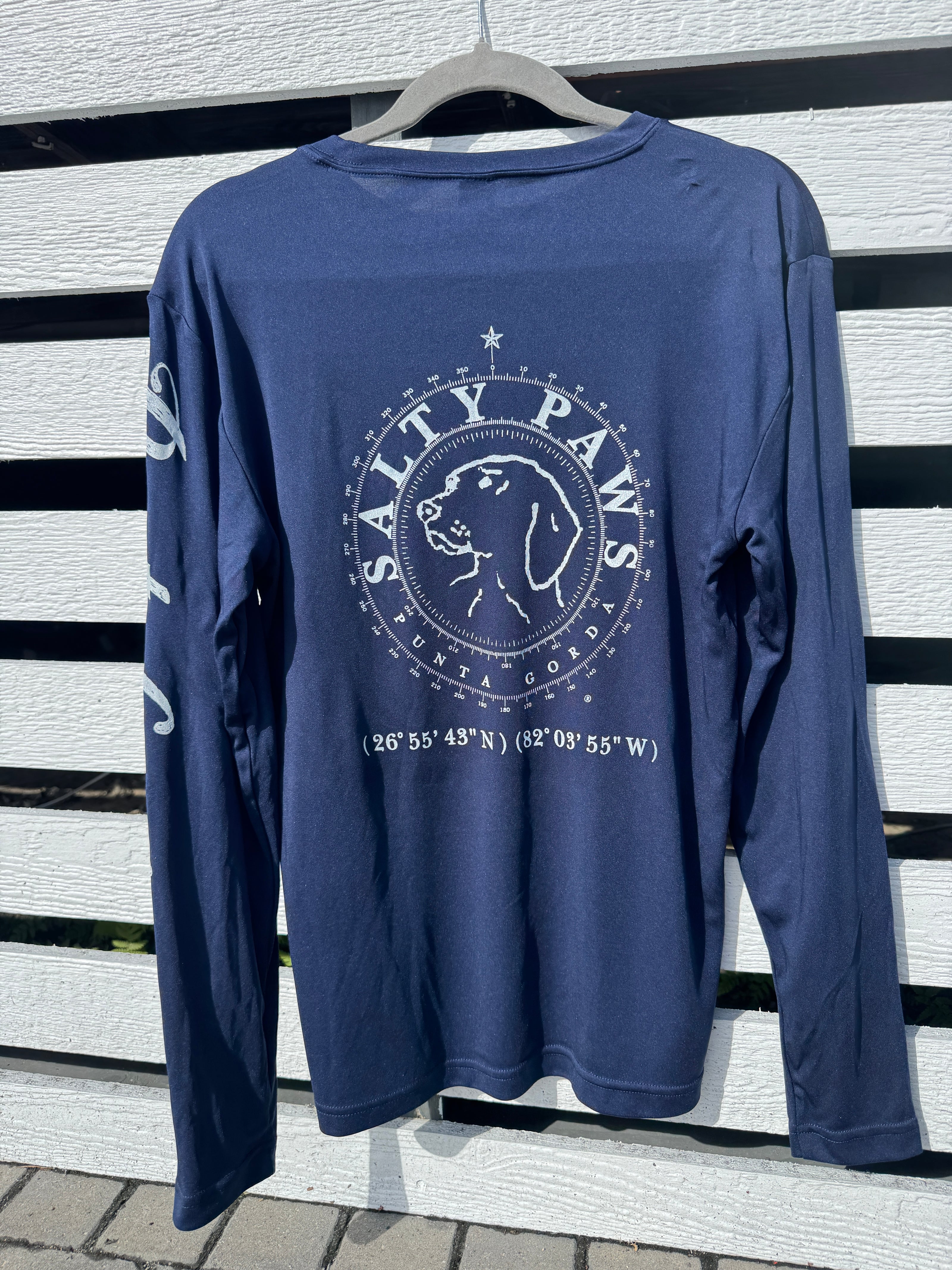 Salty Paws Cool Dry Long-Sleeve Sunblock Fishing Shirt-Navy