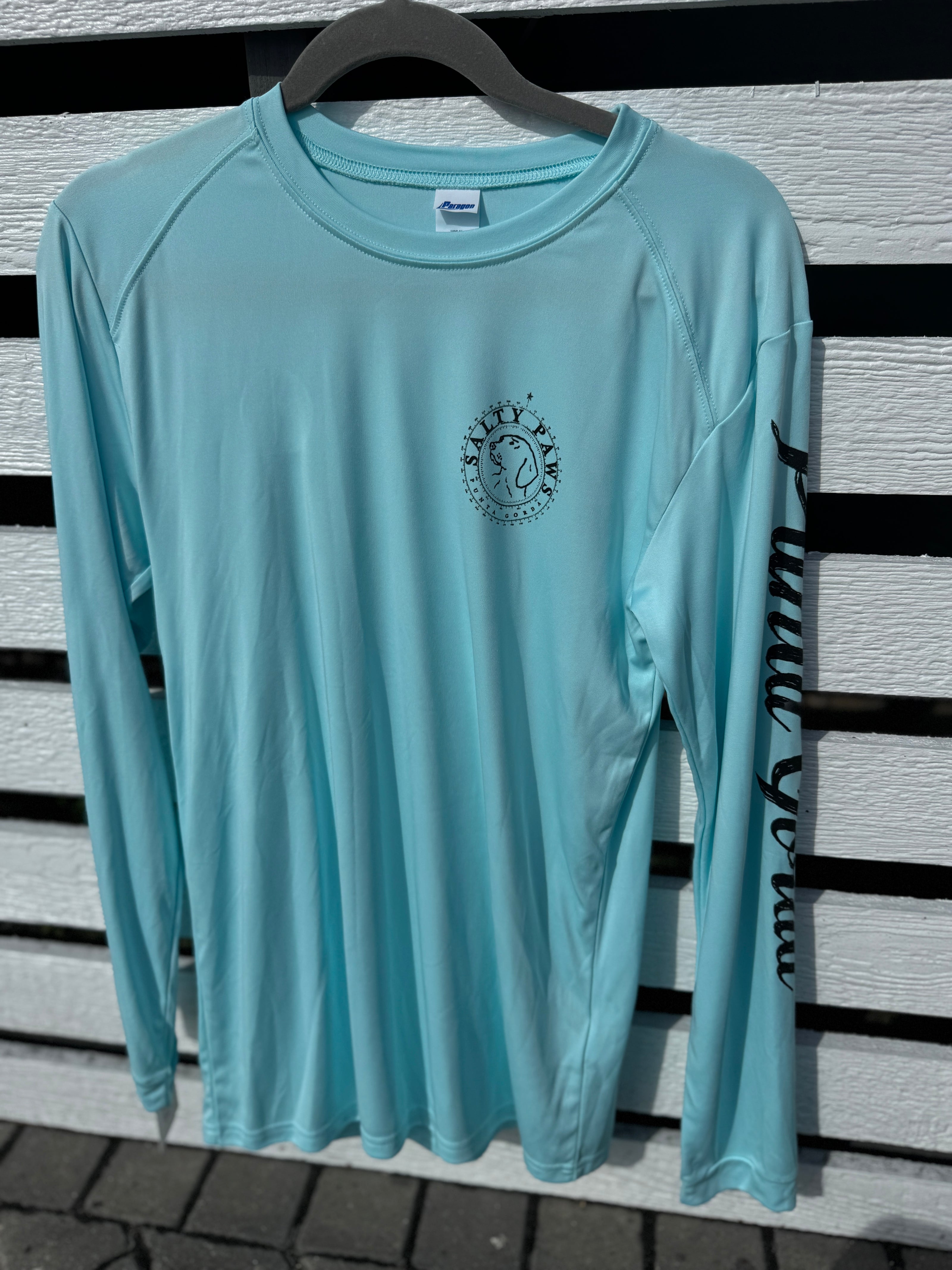 Salty Paws Cool Dry Long-Sleeve Sunblock Fishing Shirt-Aqua