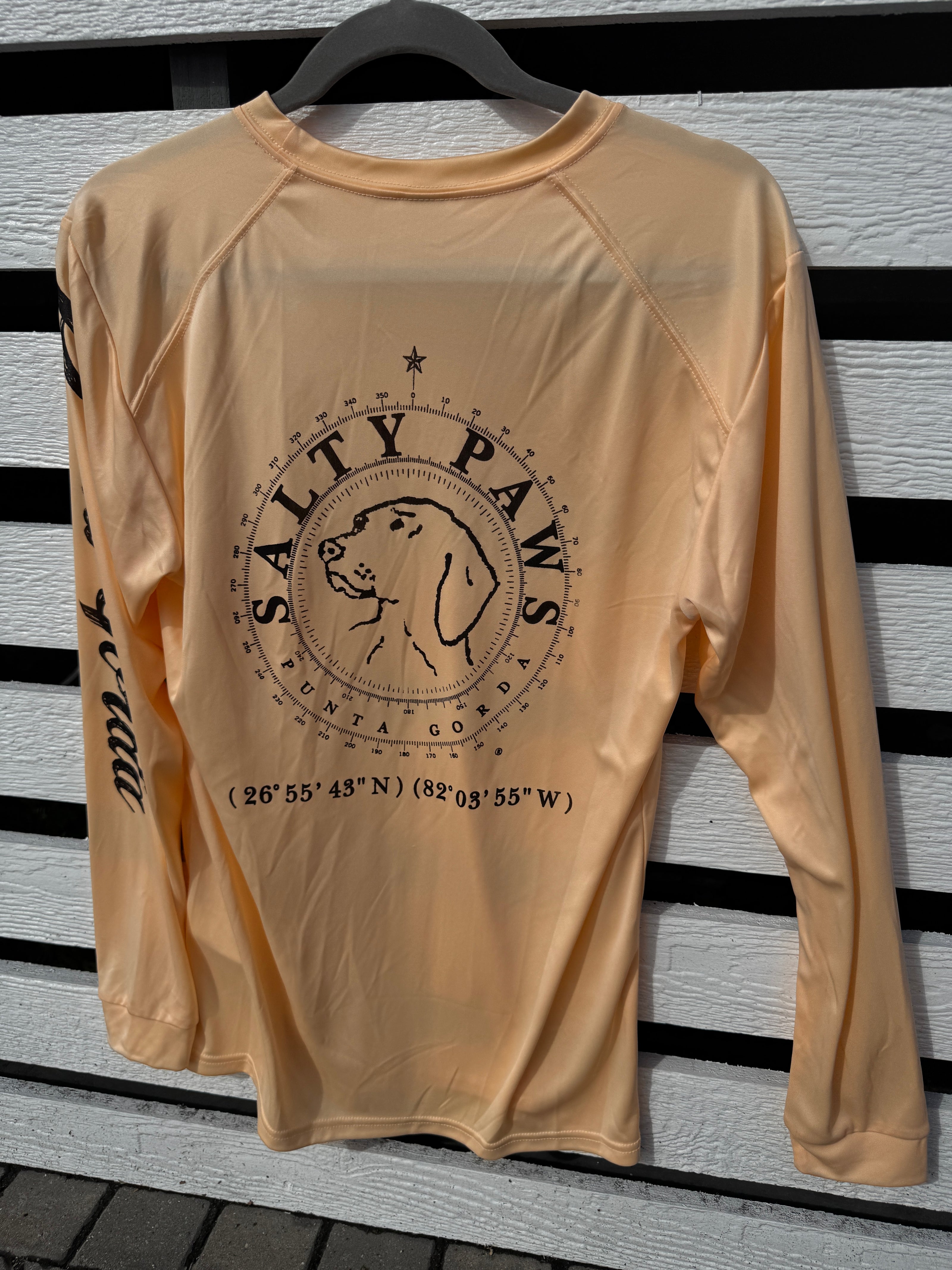 Salty Paws Cool Dry Long-Sleeve Sunblock Fishing Shirt-Peach