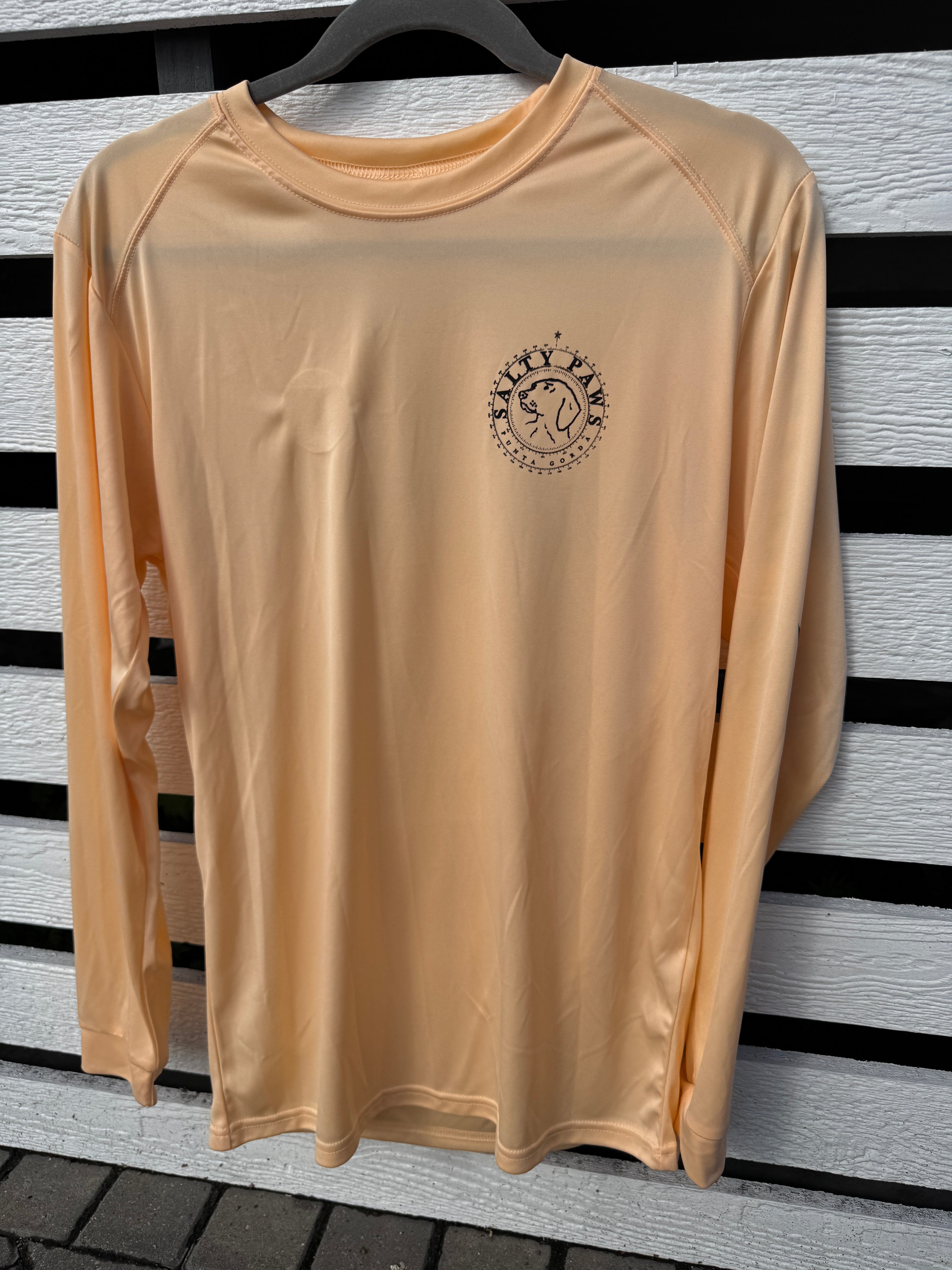 Salty Paws Cool Dry Long-Sleeve Sunblock Fishing Shirt-Peach