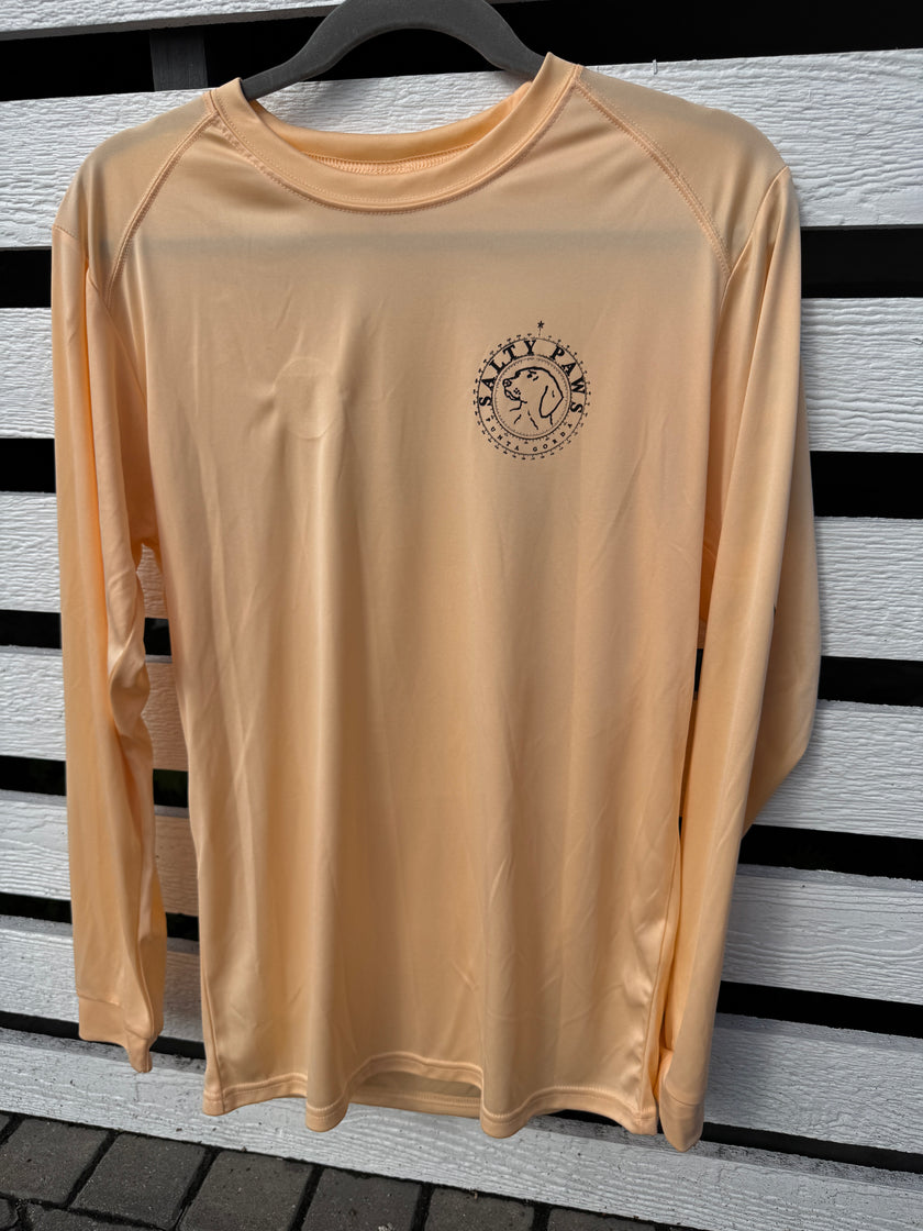 Salty Paws Cool Dry Long-Sleeve Sunblock Fishing Shirt-Peach