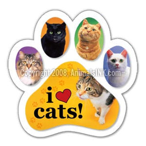 I Love Cats Paw Car Trunk Magnet