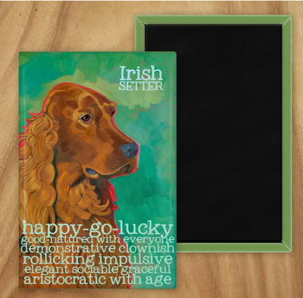 Behold our classic Irish Setter Magnet, meticulously reproduced from an original oil painting by the renowned artist Ursula Dodge. This exquisite 2