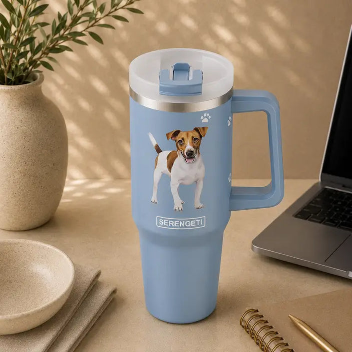 Jack Russell 40 oz Tumbler with Handle and Straw Lid