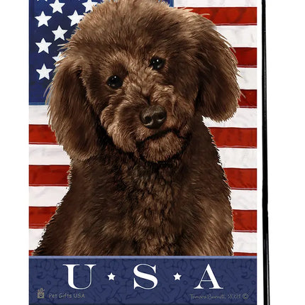 Labradoodle Choco Poodle Cut USA American Garden Flag