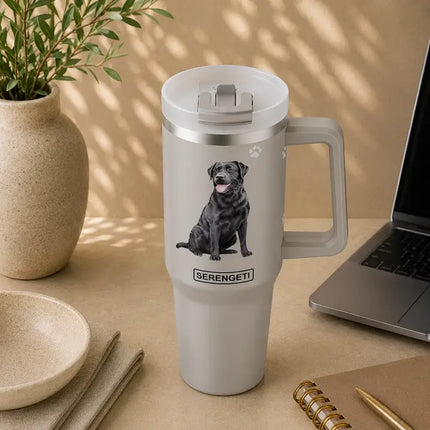 Labrador Black 40 oz Tumbler with Handle and Straw Lid