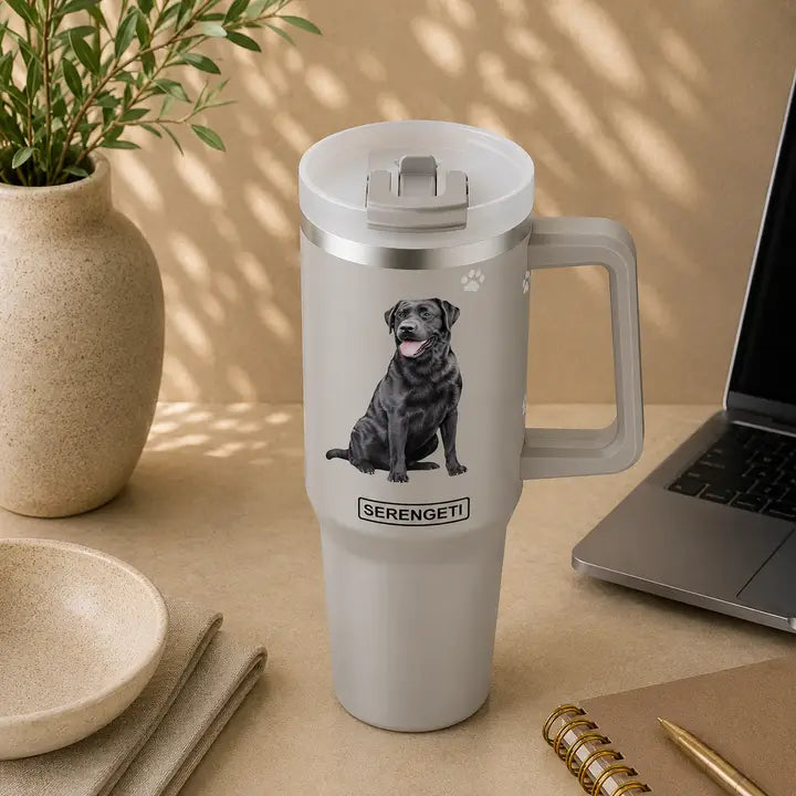 Labrador Black 40 oz Tumbler with Handle and Straw Lid