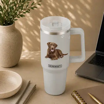 Labrador Chocolate 40oz Tumbler with Handle and Straw Lid