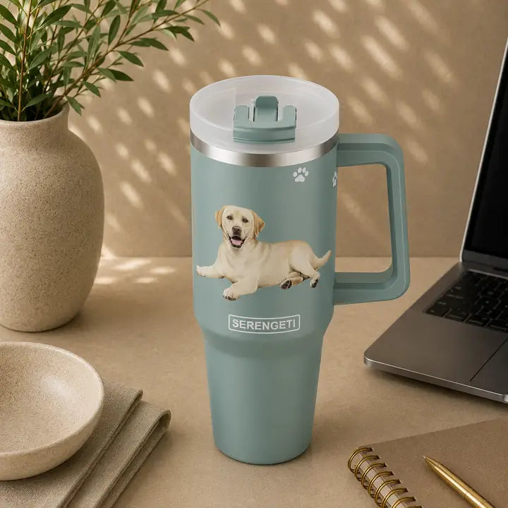 Labrador Yellow 40oz Tumbler with Handle and Straw Lid