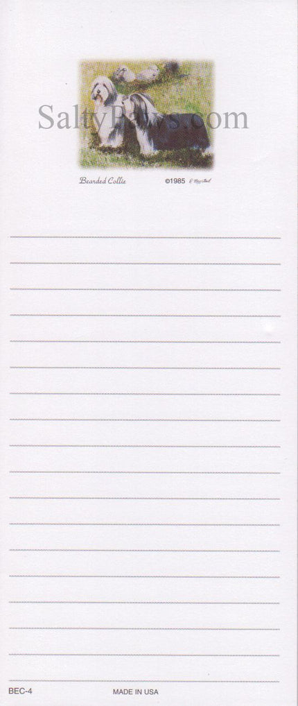 Bearded Collie List Note Pad