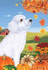 Labradoodle White Garden Flag (Fall)