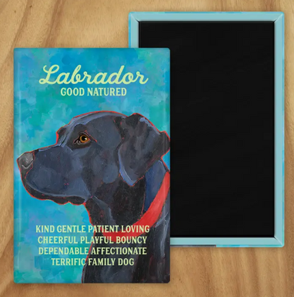 Behold our classic Labrador Magnet, meticulously reproduced from an original oil painting by the renowned artist Ursula Dodge. This exquisite 2